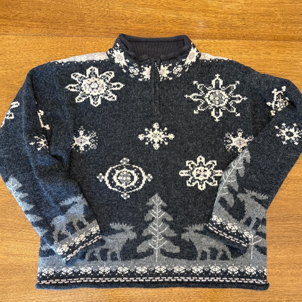Vintage Women’s S Icelandic Design | 1/4 Zip | Cabincore Classic | Wool